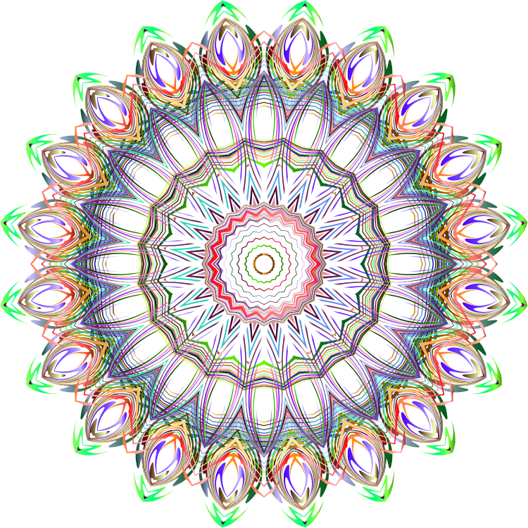 Chromatic Mandala Line Art No Background