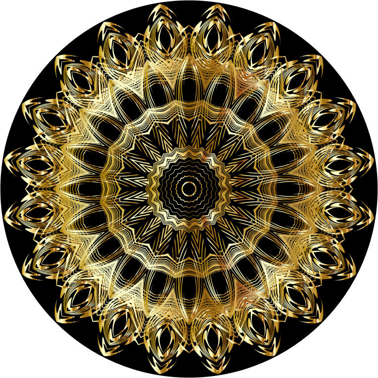 Chromatic Mandala Line Art Gold