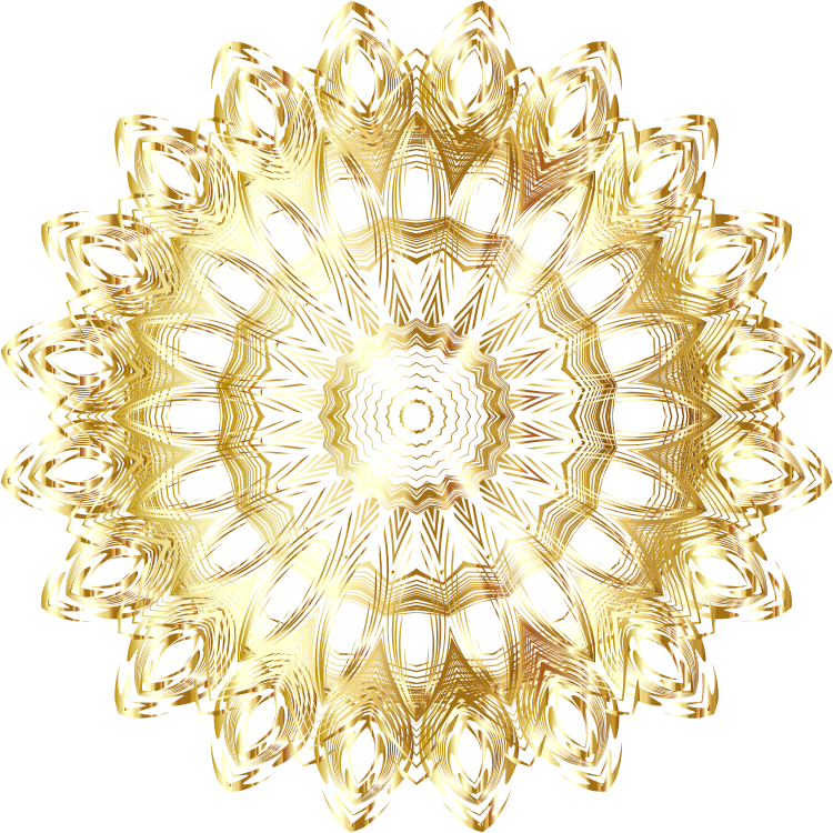 Chromatic Mandala Line Art Gold No Background