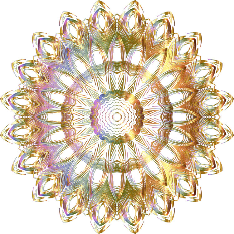 Chromatic Mandala Line Art Gold Extra No Background