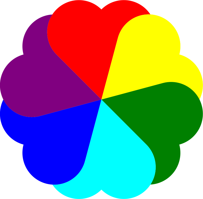 Flowerheart rainbow colors