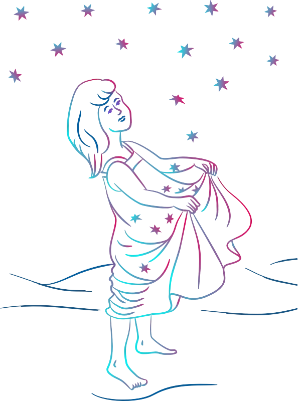 Girl catching stars (colour)