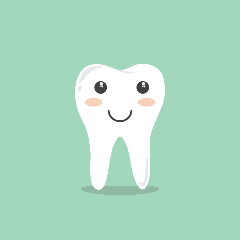 Cute anthropomorphic smiling tooth