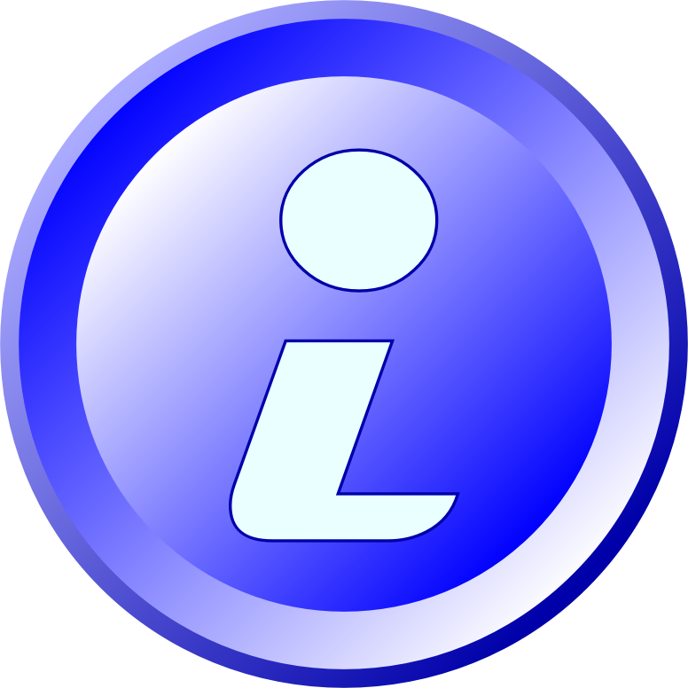 Blue round information-icon with pseudo 3D-Effect