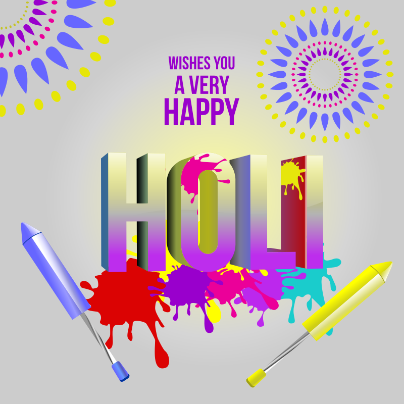 Holi Greeting with Colours