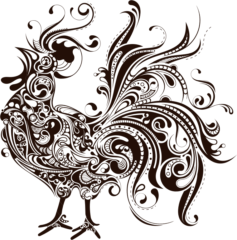 Abstract Rooster Silhouette