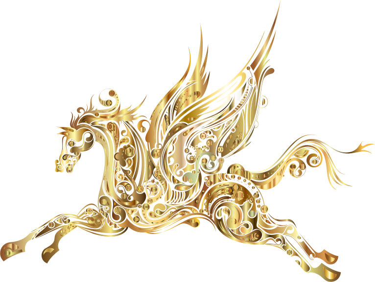 Abstract Winged Horse Gold