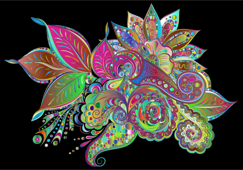 Prismatic Ornamental Floral Line Art