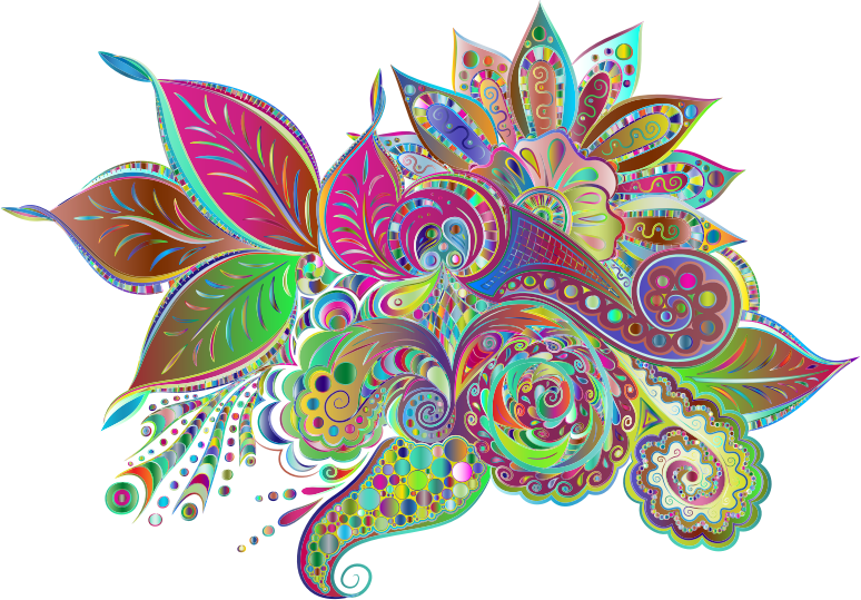 Prismatic Ornamental Floral Line Art No Background