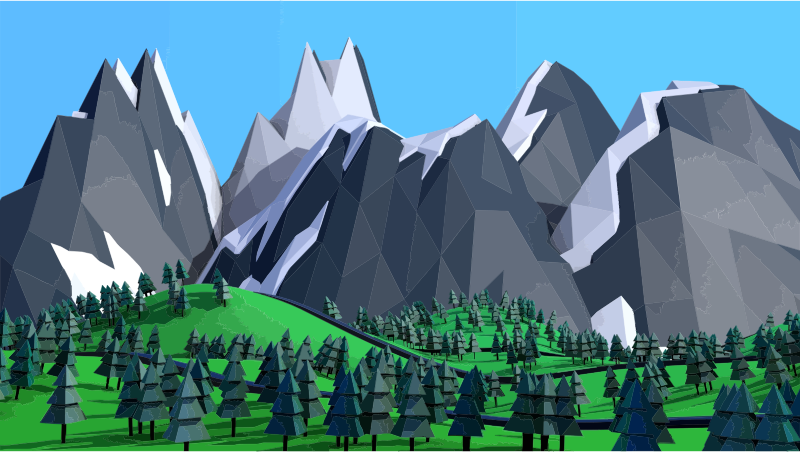 Low Poly Mountain Scene