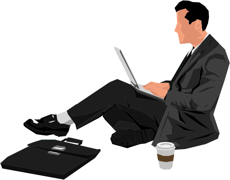Man Sitting With Laptop