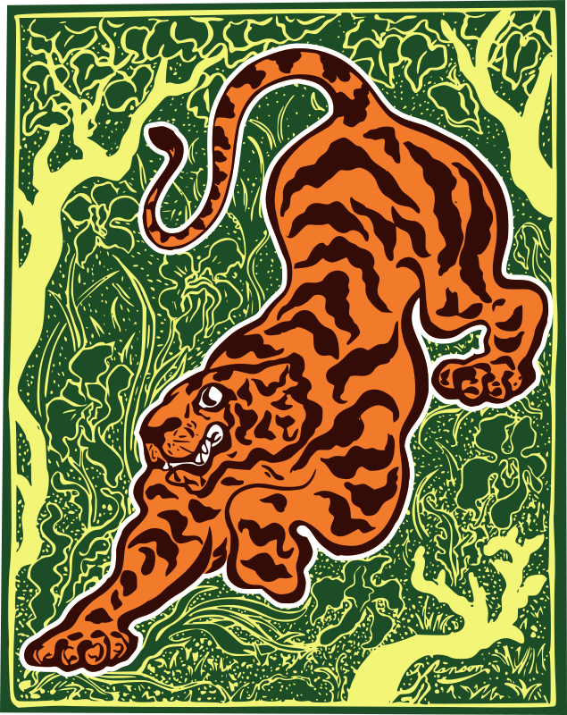 Tigre dans les jungles (coloured)
