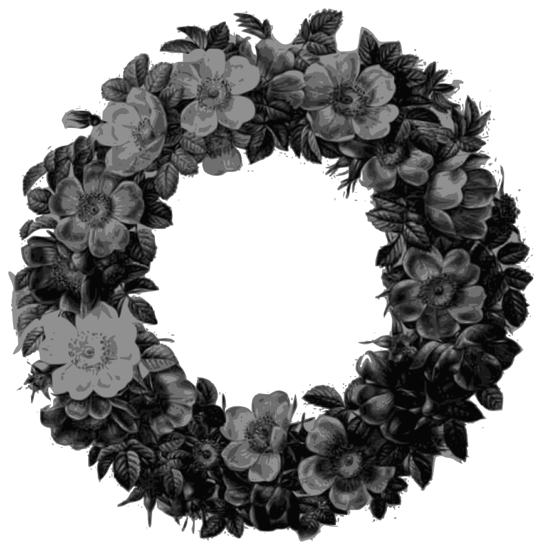 Redoute - Rose wreath - grayscale