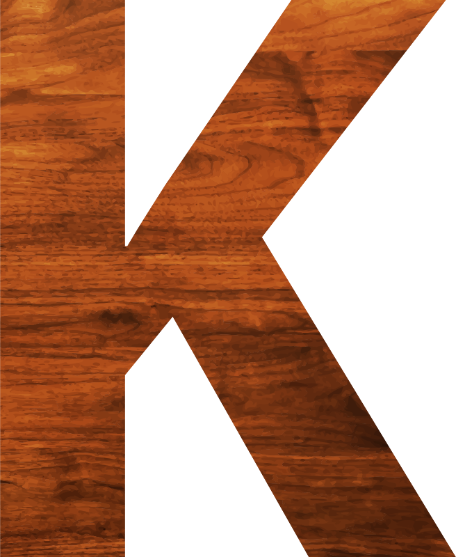 Wood texture alphabet K