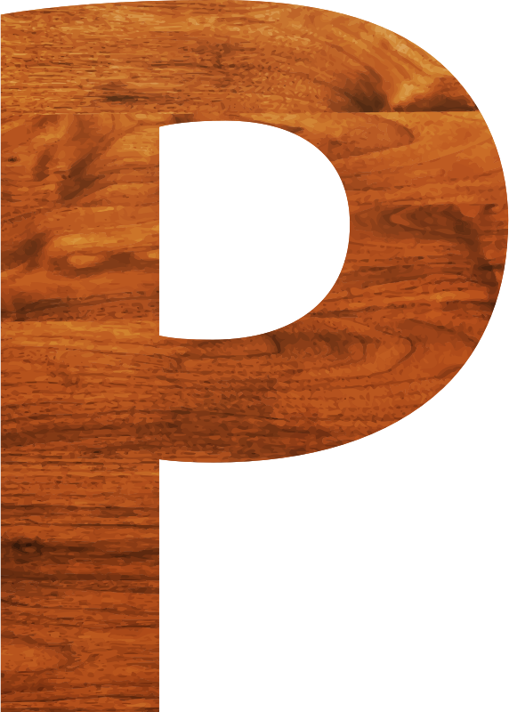 Wood texture alphabet P