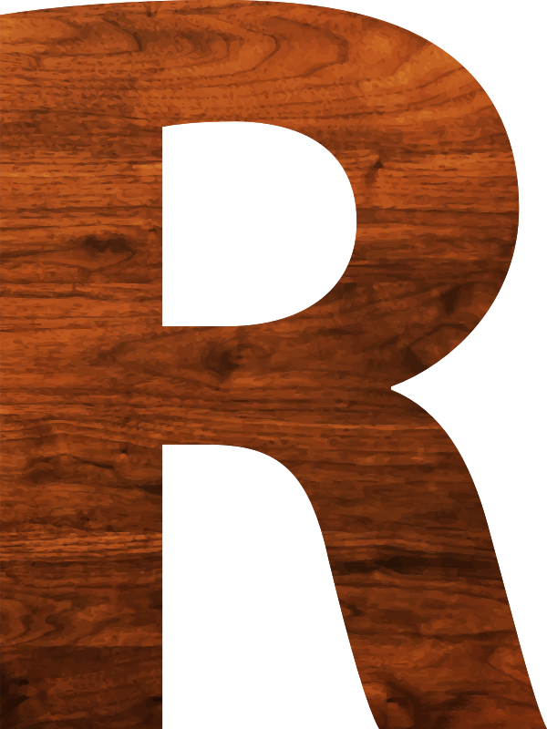 Wood texture alphabet R