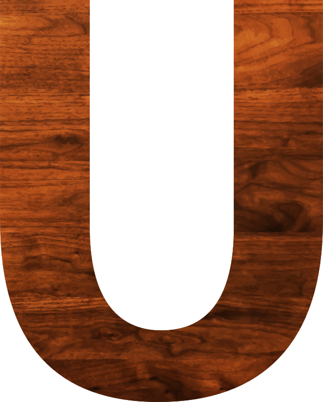 Wood texture alphabet U