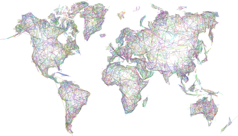 World Map Triangles Wireframe Prismatic