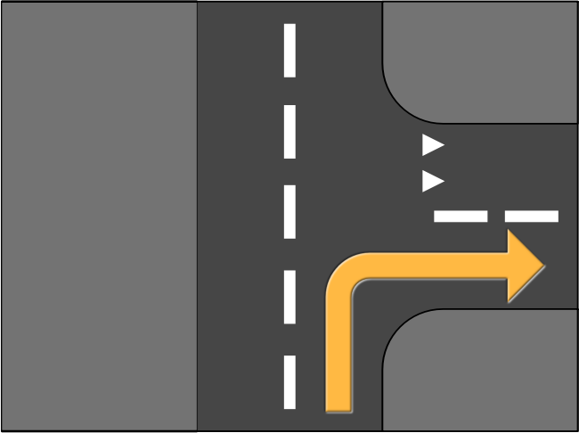 Road Splitting Right Turn Right