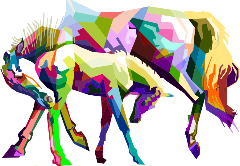 Prismatic Geometric Mother And Child Horses