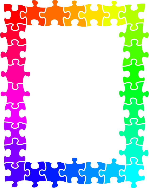 Jigsaw frame (rainbow colours)