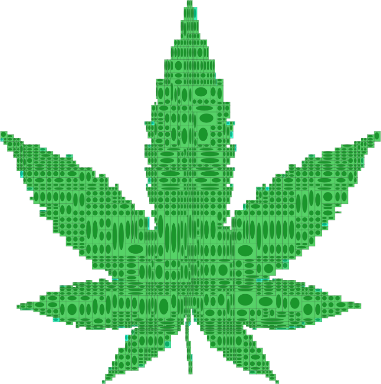 Elliptical Rectangles Marijuana Leaf