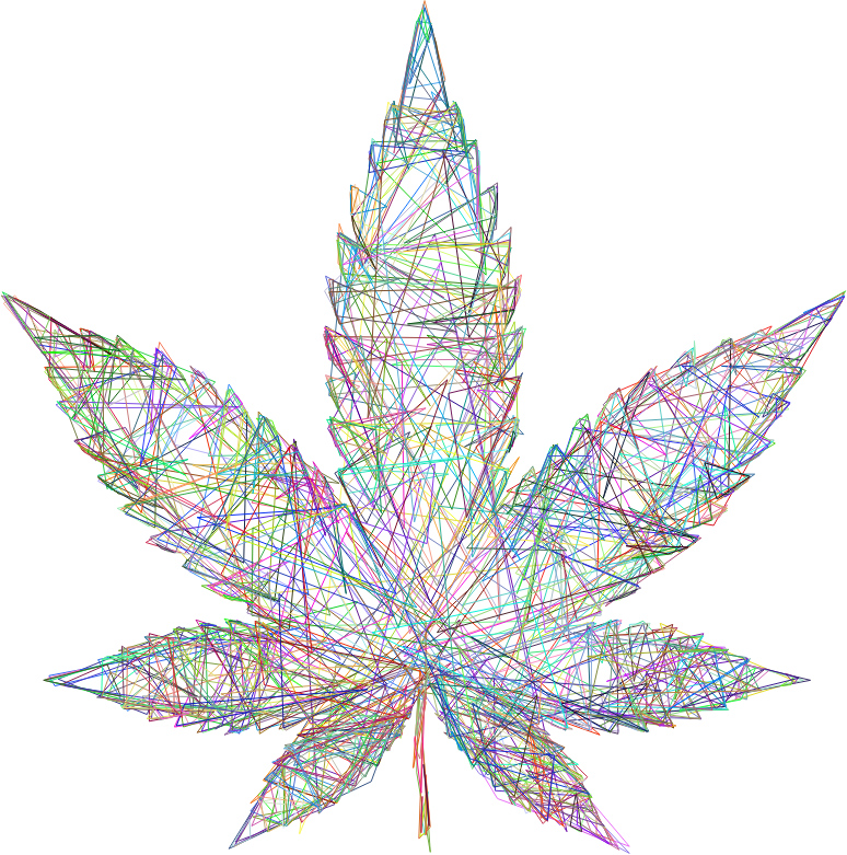 Marijuana Leaf Triangles Wireframe Prismatic