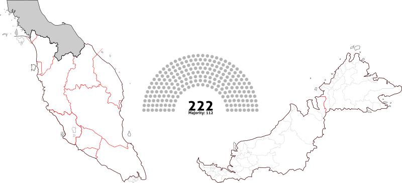 Malaysia Blank Map - Parliamentary Constituencies 2018