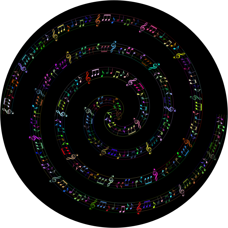 Spiraling Musical Notes Prismatic