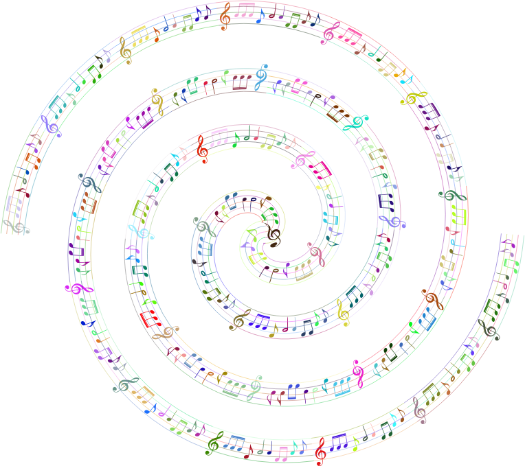 Spiraling Musical Notes Prismatic No BG