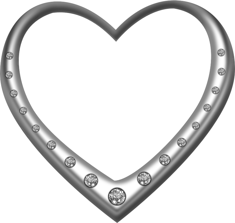 Silver heart studded with diamonds