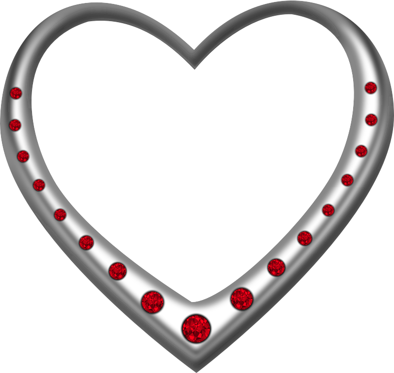 Silver heart studded with rubies