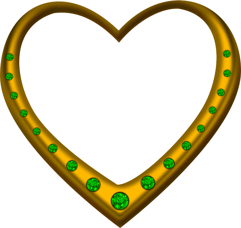 Gold heart studded with emeralds