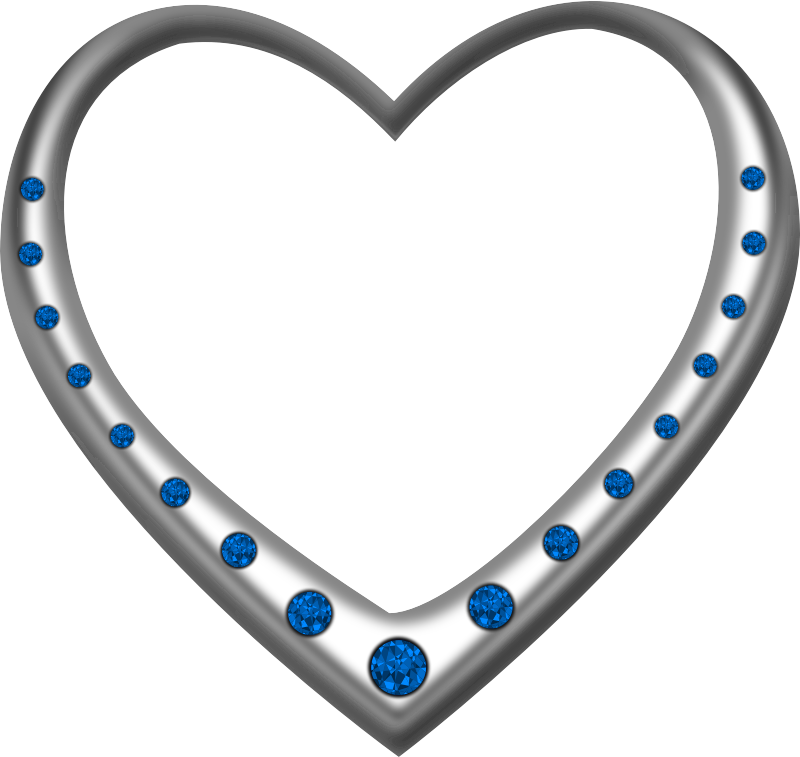 Silver heart studded with sapphires