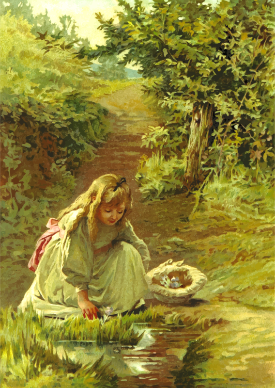 Girl picking flowers