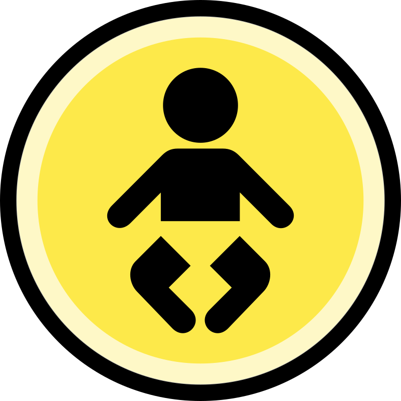 Button - difficulty - baby, very easy (black on yellow)