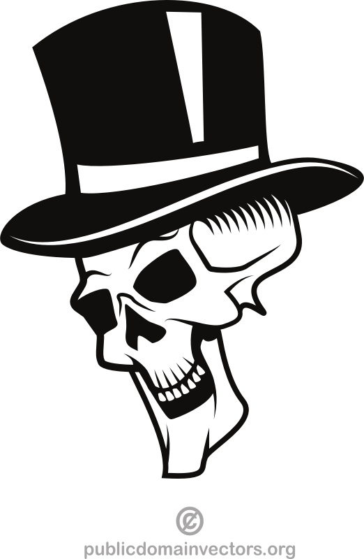 Human skull with a hat