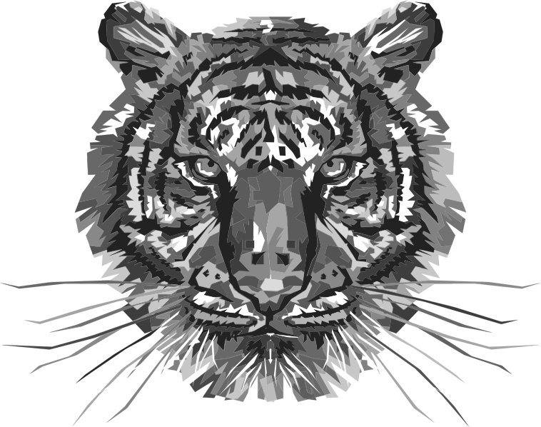 Geometric Tiger Head Grayscale