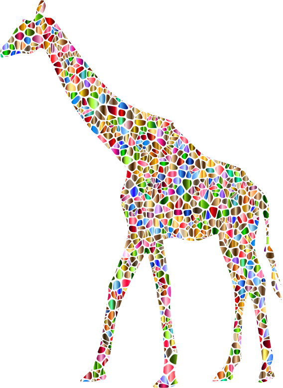 Chromatic Tiled Giraffe Silhouette