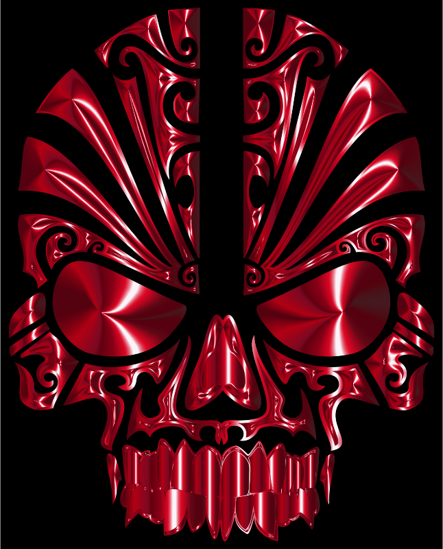 Tribal Skull Silhouette 2 Crimson