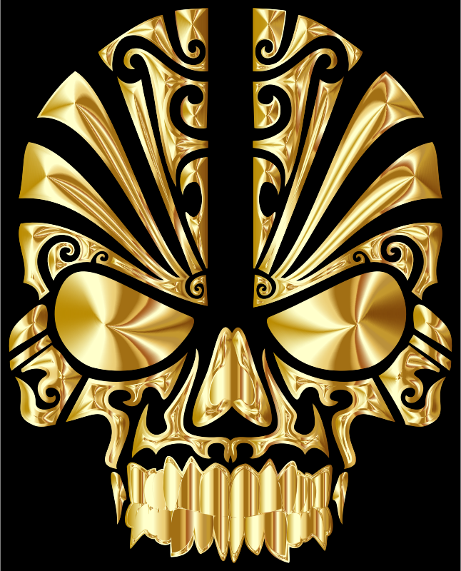 Tribal Skull Silhouette 2 Gold Openclipart   305991