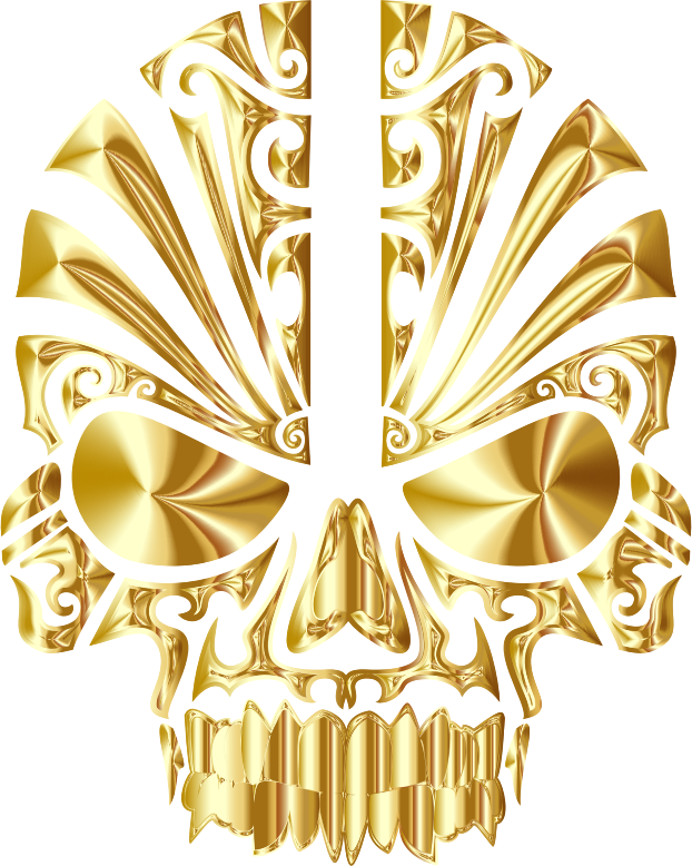 Tribal Skull Silhouette 2 Gold No BG