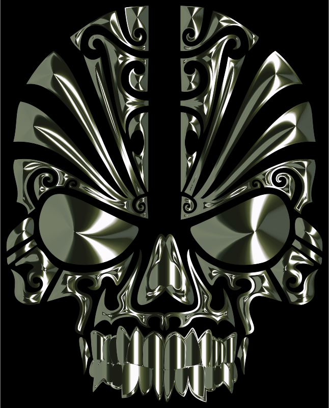 Tribal Skull Silhouette 2 Obsidian