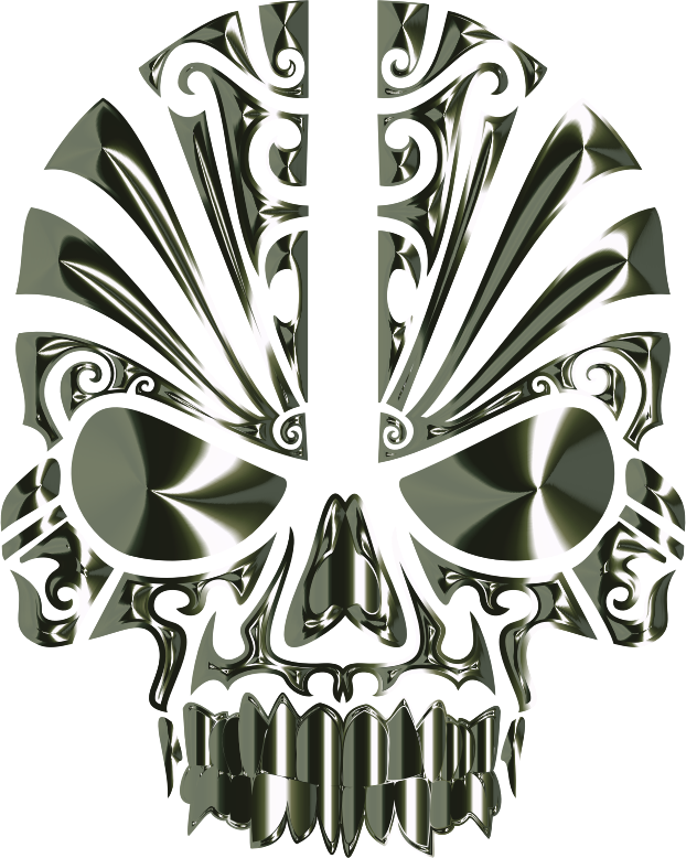 Tribal Skull Silhouette 2 Obsidian No BG