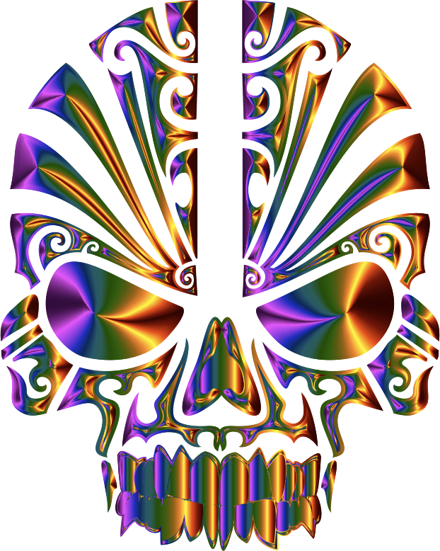 Tribal Skull Silhouette 2 Chromatic No BG