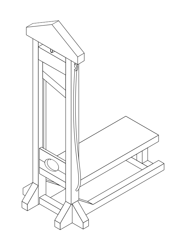 Line isomeric drawing of a guillotine