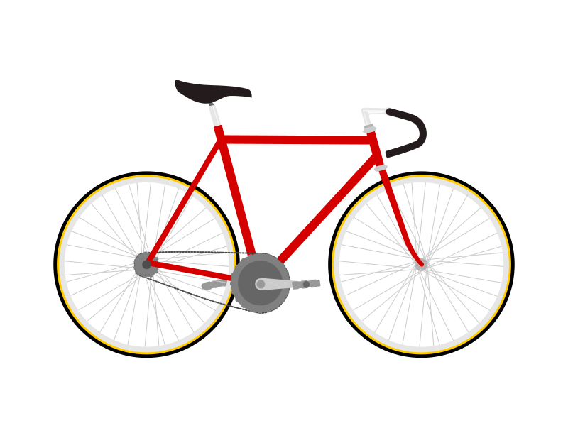 Fixed gear bicycle, flat design