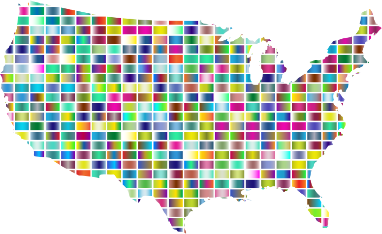 United States Map Grid Design Prismatic 2