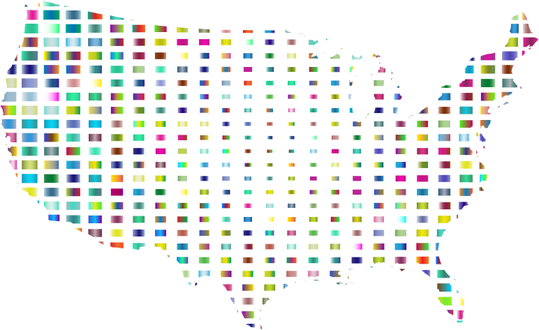 United States Map Grid Design Prismatic 3
