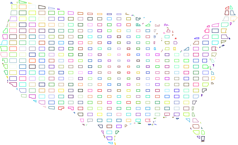 United States Map Grid Design II Prismatic